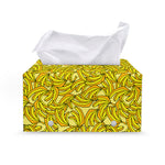 Yellow Geometric Banana Pattern Print Leather Tissue Box Cover