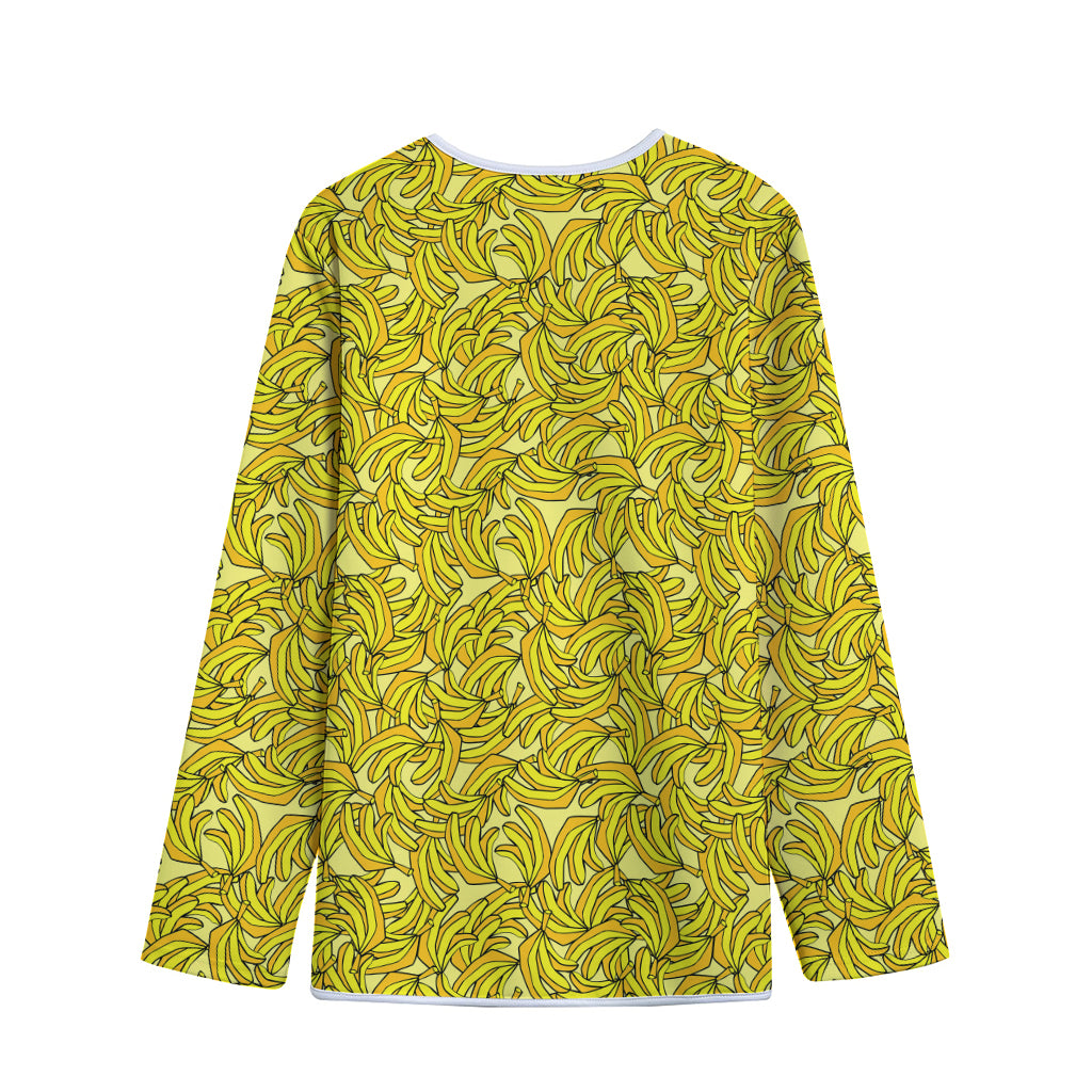Yellow Geometric Banana Pattern Print Long Sleeve Short Coat