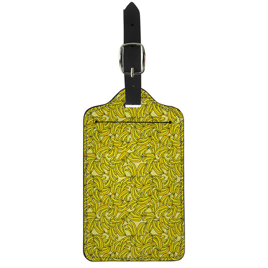 Yellow Geometric Banana Pattern Print Luggage Tag