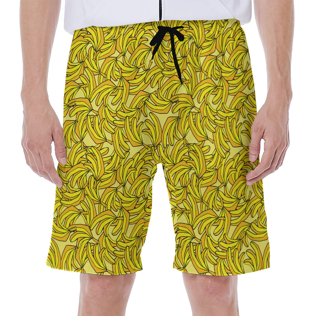 Yellow Geometric Banana Pattern Print Men's Beach Shorts