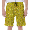 Yellow Geometric Banana Pattern Print Men's Beach Shorts