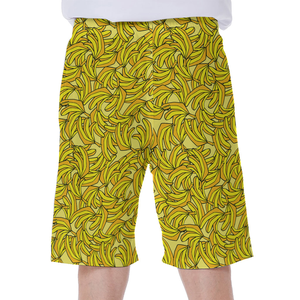 Yellow Geometric Banana Pattern Print Men's Beach Shorts