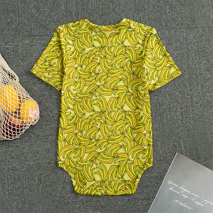 Yellow Geometric Banana Pattern Print Men's Bodysuit