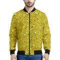 Yellow Geometric Banana Pattern Print Men's Bomber Jacket