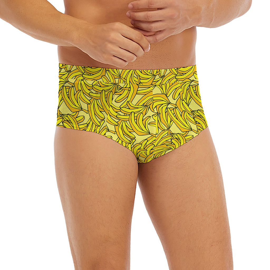 Yellow Geometric Banana Pattern Print Men's Briefs