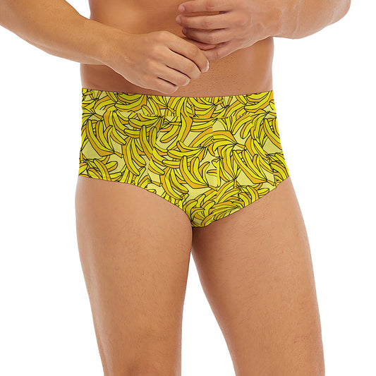 Yellow Geometric Banana Pattern Print Men's Briefs