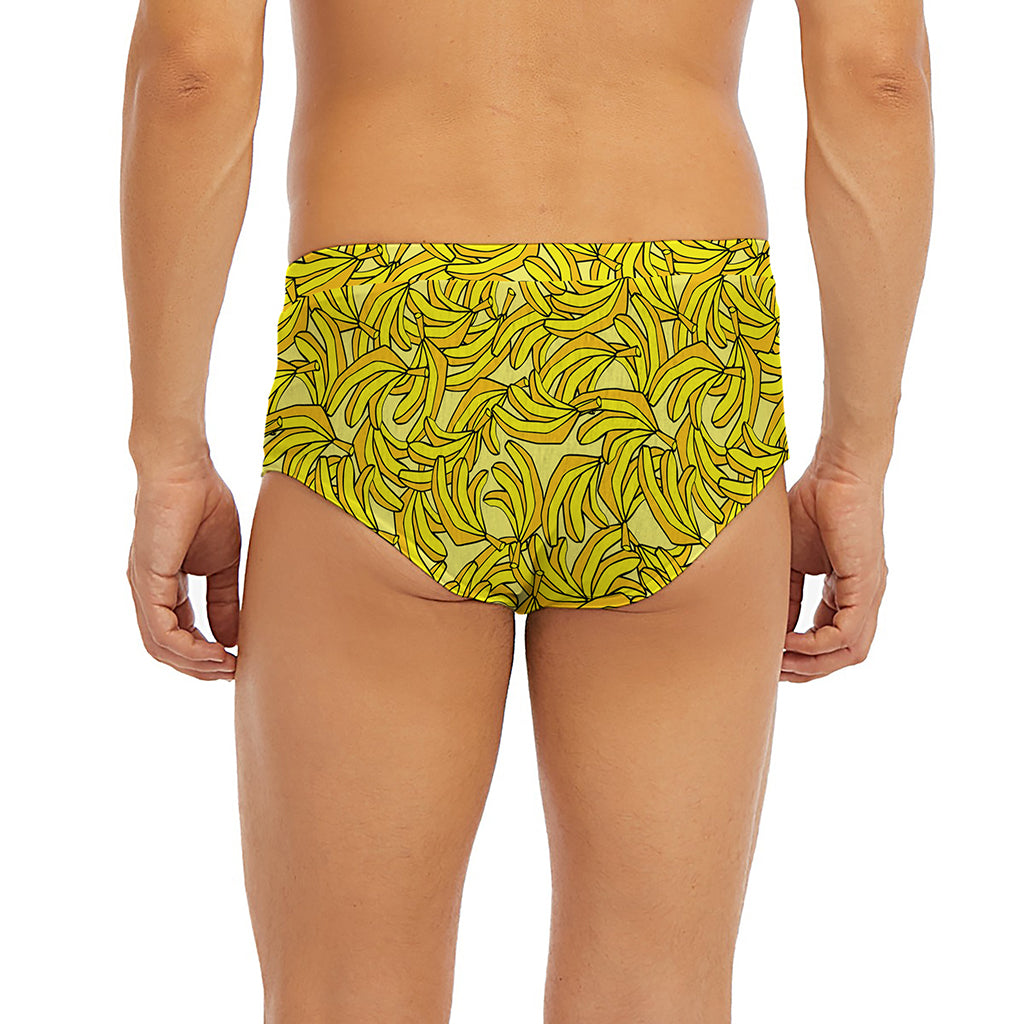 Yellow Geometric Banana Pattern Print Men's Briefs
