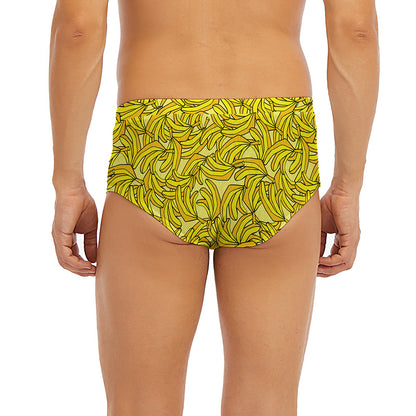 Yellow Geometric Banana Pattern Print Men's Briefs