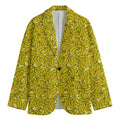 Yellow Geometric Banana Pattern Print Men's Cotton Blazer