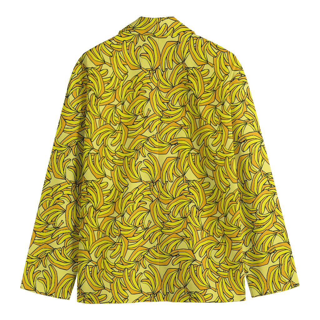Yellow Geometric Banana Pattern Print Men's Cotton Blazer
