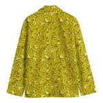 Yellow Geometric Banana Pattern Print Men's Cotton Blazer
