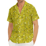 Yellow Geometric Banana Pattern Print Men's Deep V-Neck Shirt
