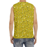 Yellow Geometric Banana Pattern Print Men's Fitness Tank Top