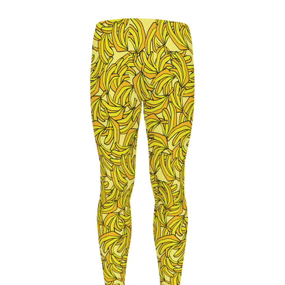 Yellow Geometric Banana Pattern Print Men's leggings