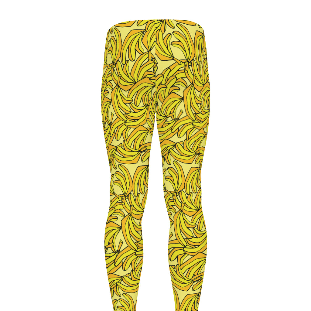 Yellow Geometric Banana Pattern Print Men's leggings