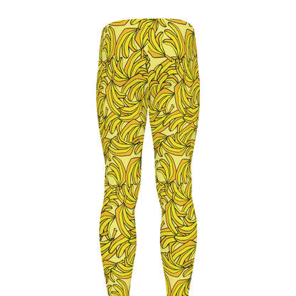 Yellow Geometric Banana Pattern Print Men's leggings