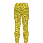 Yellow Geometric Banana Pattern Print Men's leggings