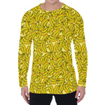 Yellow Geometric Banana Pattern Print Men's Long Sleeve T-Shirt