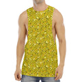 Yellow Geometric Banana Pattern Print Men's Muscle Tank Top