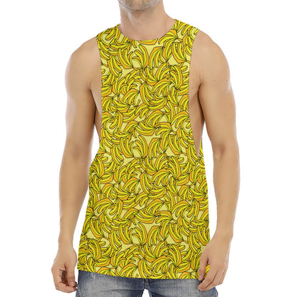 Yellow Geometric Banana Pattern Print Men's Muscle Tank Top