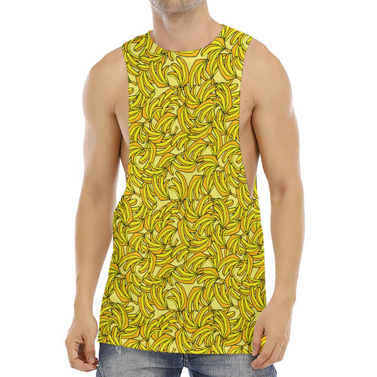 Yellow Geometric Banana Pattern Print Men's Muscle Tank Top