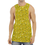 Yellow Geometric Banana Pattern Print Men's Muscle Tank Top