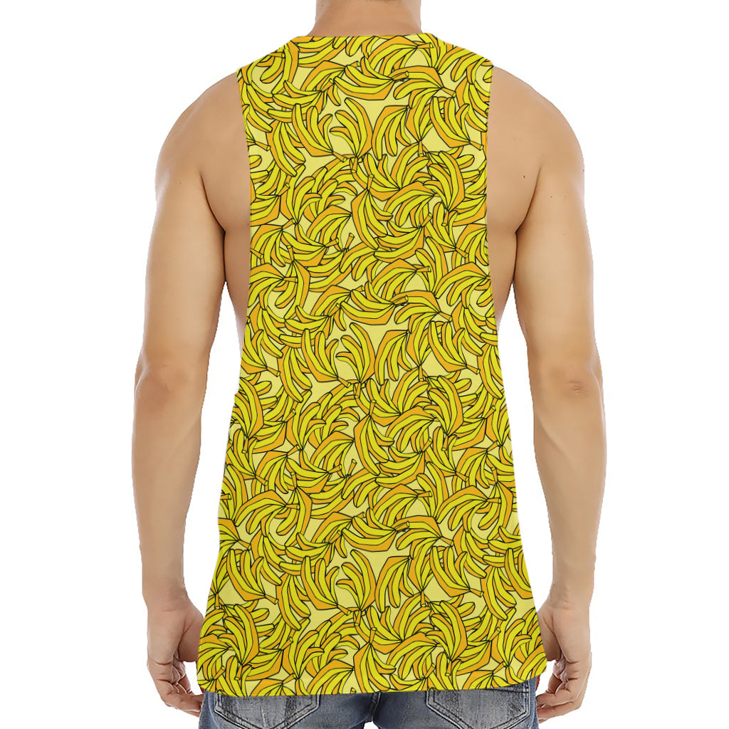 Yellow Geometric Banana Pattern Print Men's Muscle Tank Top