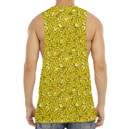Yellow Geometric Banana Pattern Print Men's Muscle Tank Top