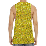 Yellow Geometric Banana Pattern Print Men's Muscle Tank Top