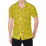 Yellow Geometric Banana Pattern Print Men's Shirt