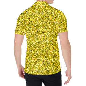 Yellow Geometric Banana Pattern Print Men's Shirt