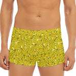 Yellow Geometric Banana Pattern Print Men's Short Boxer Briefs
