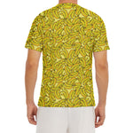 Yellow Geometric Banana Pattern Print Men's Short Sleeve Rash Guard