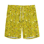 Yellow Geometric Banana Pattern Print Men's Sports Shorts