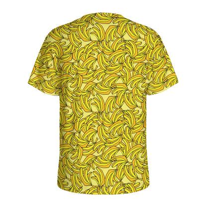 Yellow Geometric Banana Pattern Print Men's Sports T-Shirt