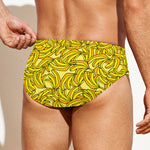 Yellow Geometric Banana Pattern Print Men's Swim Briefs