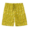 Yellow Geometric Banana Pattern Print Men's Swim Trunks