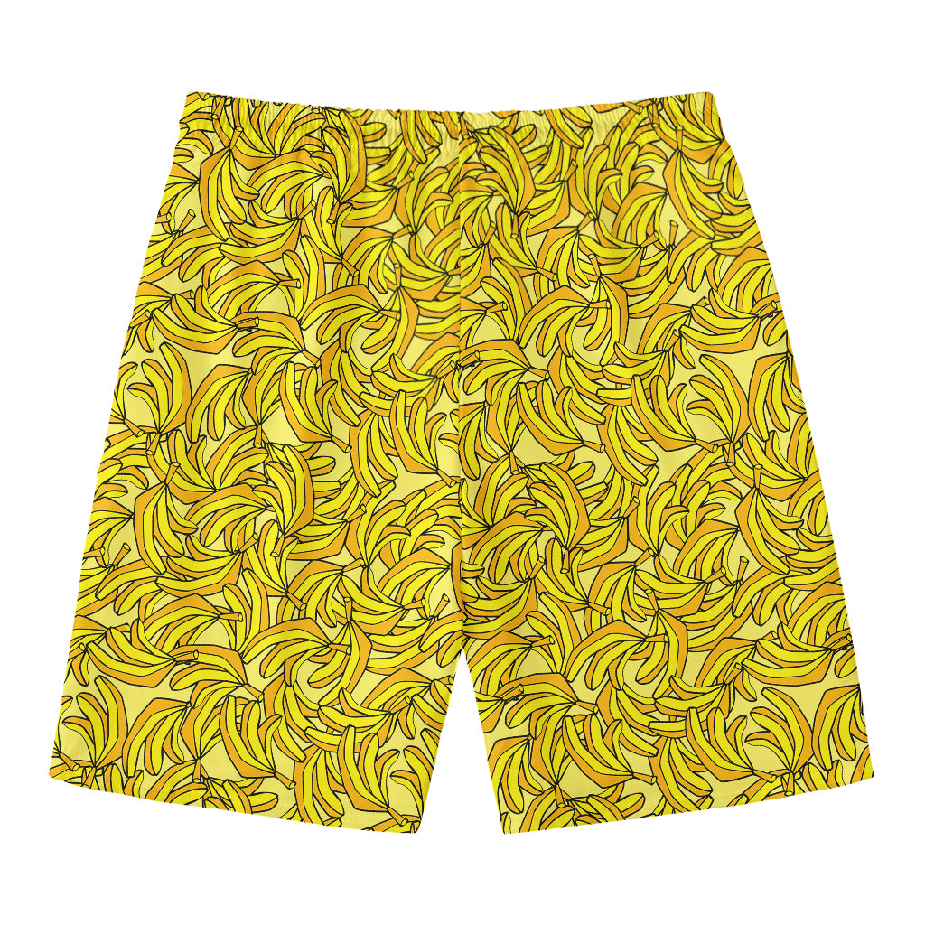 Yellow Geometric Banana Pattern Print Men's Swim Trunks