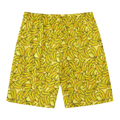 Yellow Geometric Banana Pattern Print Men's Swim Trunks