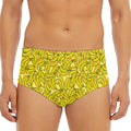 Yellow Geometric Banana Pattern Print Men's Triangle Swim Briefs