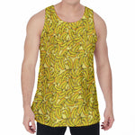 Yellow Geometric Banana Pattern Print Men's Velvet Tank Top