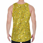 Yellow Geometric Banana Pattern Print Men's Velvet Tank Top