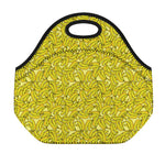 Yellow Geometric Banana Pattern Print Neoprene Lunch Bag