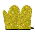 Yellow Geometric Banana Pattern Print Oven Mitts