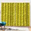 Yellow Geometric Banana Pattern Print Pencil Pleat Curtains