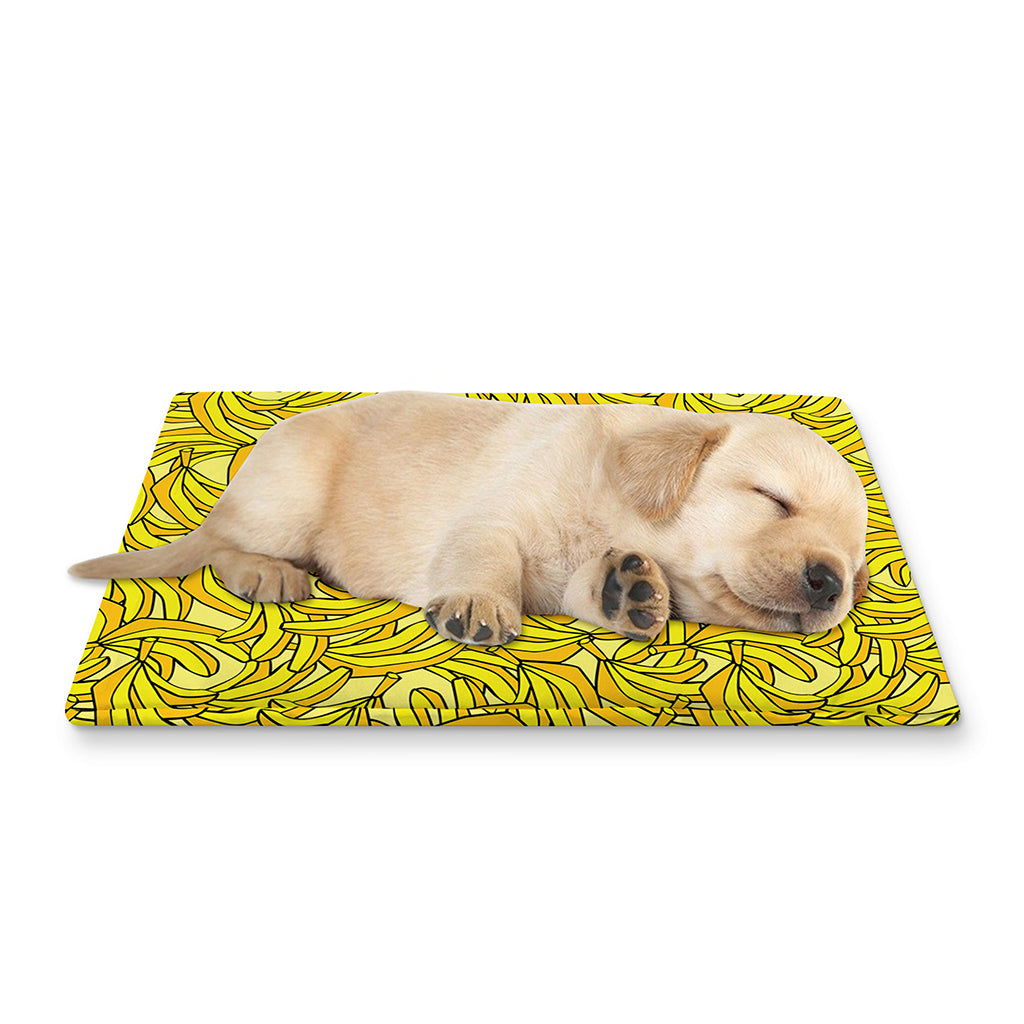 Yellow Geometric Banana Pattern Print Pet Cooling Mat Cover