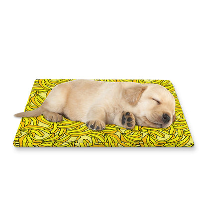 Yellow Geometric Banana Pattern Print Pet Cooling Mat Cover