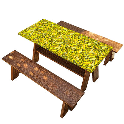 Yellow Geometric Banana Pattern Print Picnic Table Cover