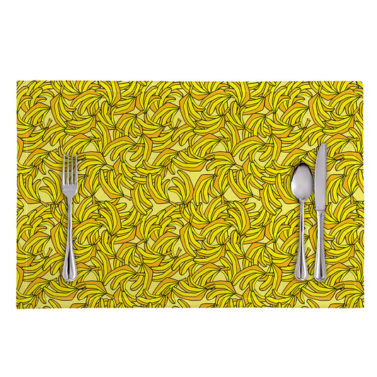 Yellow Geometric Banana Pattern Print Placemat