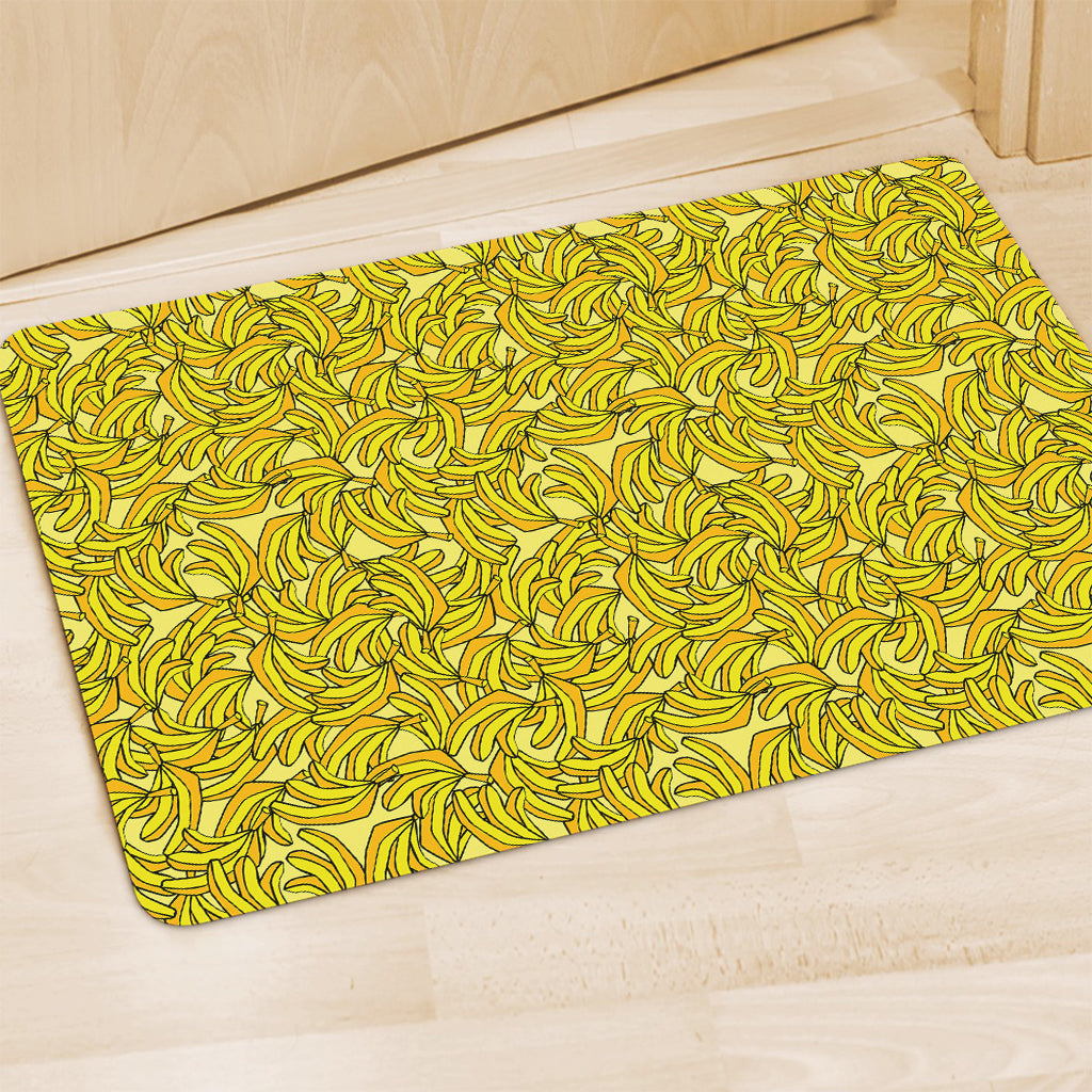 Yellow Geometric Banana Pattern Print Polyester Doormat